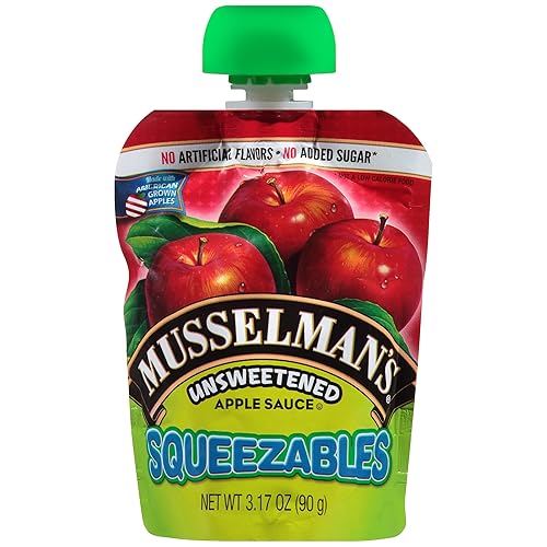 Musselmans Unsweetened Squeezable Apple Sauce, 3.17 Ounce - 50 per pack -- 1 each.