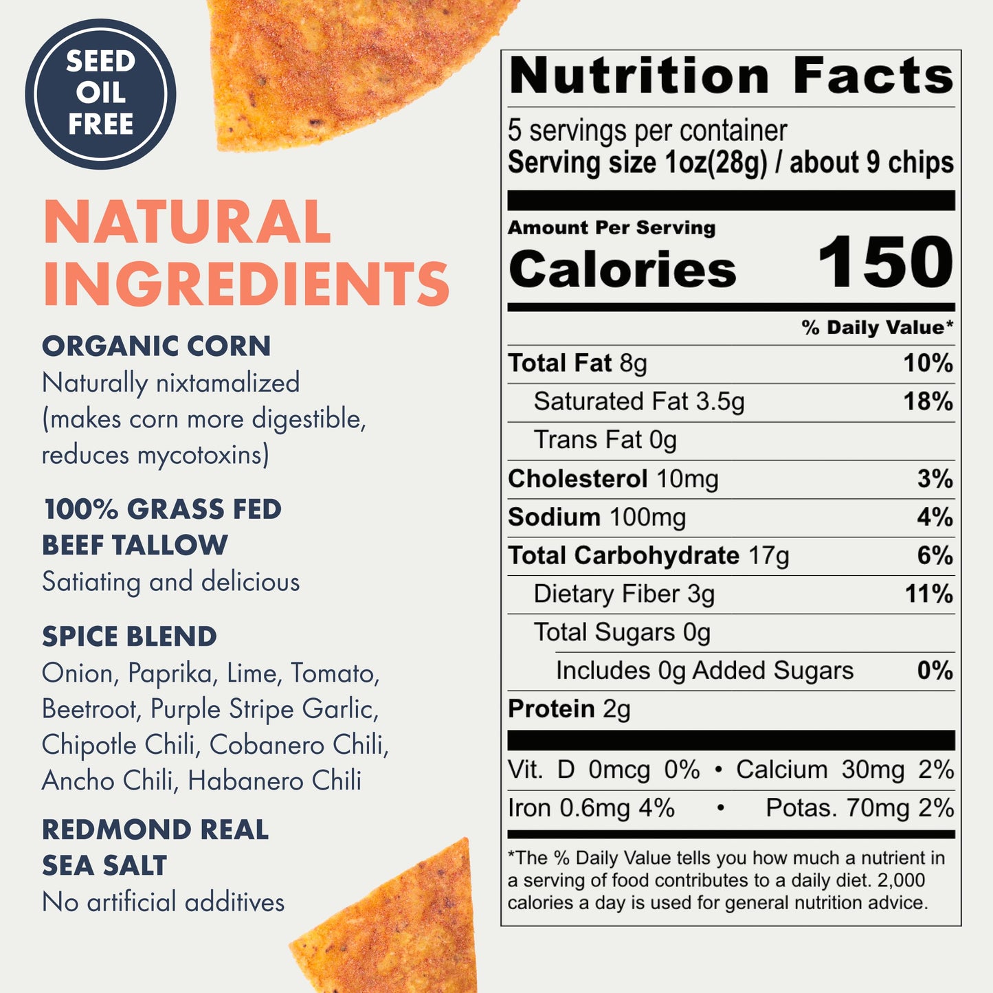 MASA Chips Cobanero Chili Flavored Corn Tortilla Chips Cooked in Beef Tallow - Seed Oil Free Snack, 6pk×5 oz each- Handmade with Only Naturally Grown