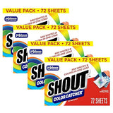 Shout Color Catcher Sheets for Laundry, Allow Mixed Washes, Prevents Color Runs and Maintains Original Clothing, 72 Count - Pack of 4 (288 Total
