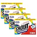Shout Color Catcher Sheets for Laundry, Allow Mixed Washes, Prevents Color Runs and Maintains Original Clothing, 72 Count - Pack of 4 (288 Total