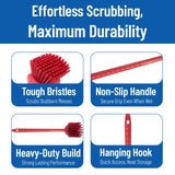 SPARTA 40501EC05 Plastic Large Scrub Brush, Kitchen Brush, Utility Brush With Long Handle For Cleaning, 20 Inches, Red