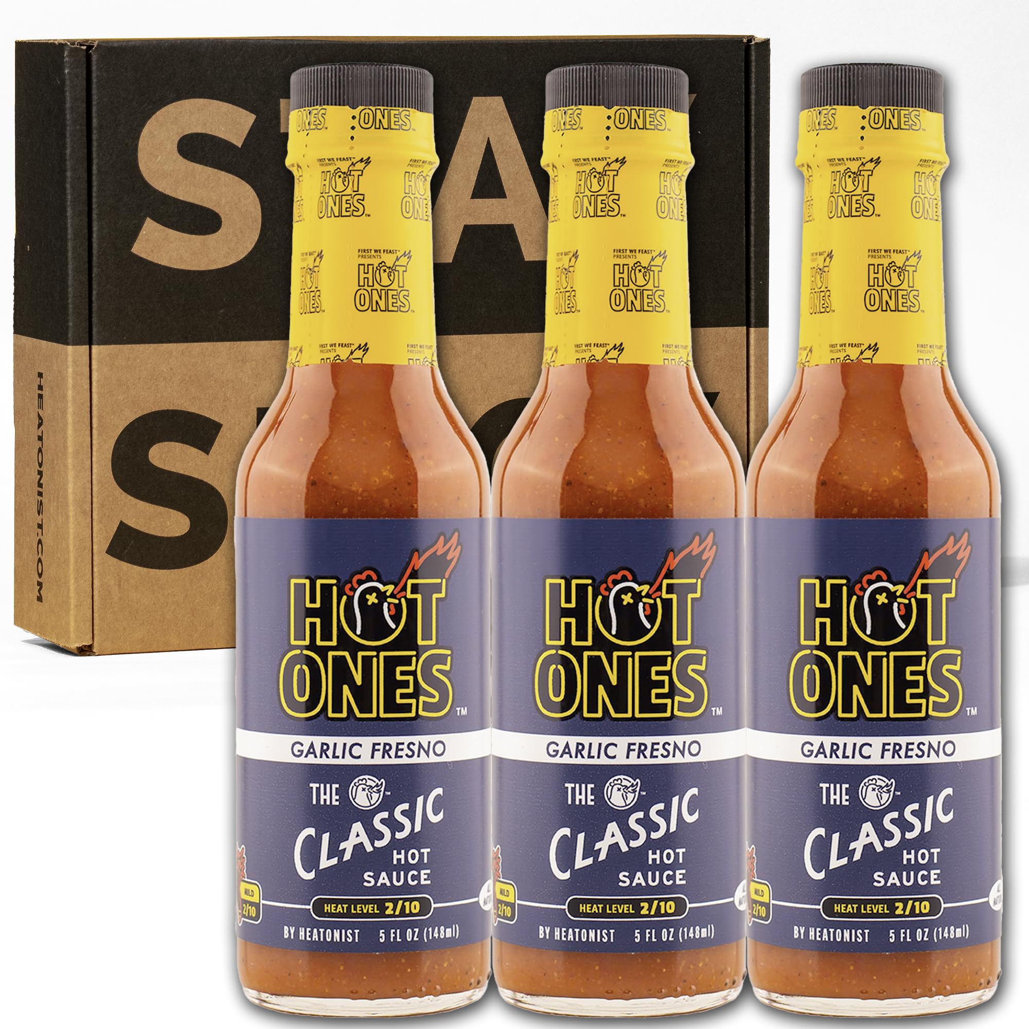 Hot Ones The Classic Garlic Fresno Edition Hot Sauce Made With Natural Ingredients & Bold Flavors From Fresno Chile Peppers & Extra Garlic, 5 fl oz