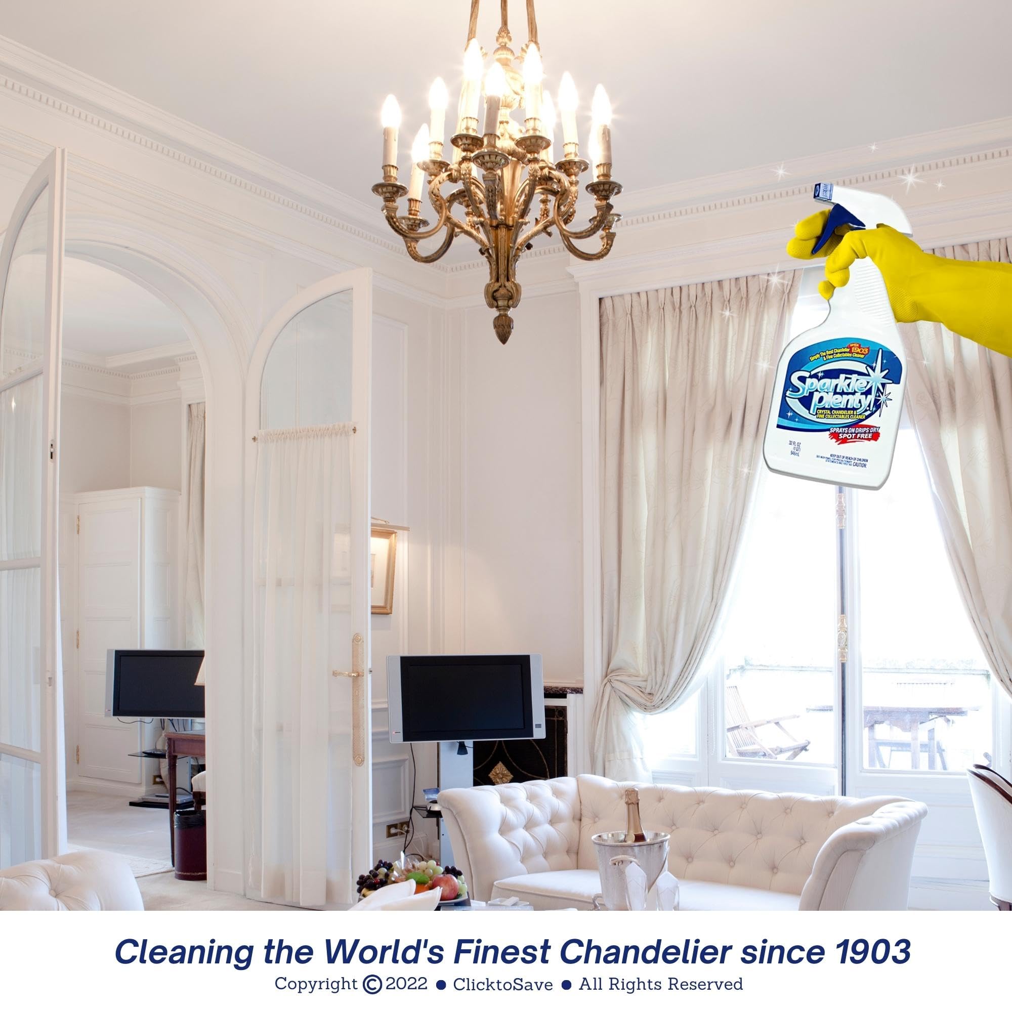Sparkle Plenty Chandelier Cleaner Drip Dry Spray No Wipe - Dust Remover & Streak Free Glass Cleaner Spray for Crystal Chandelier & Window Screen