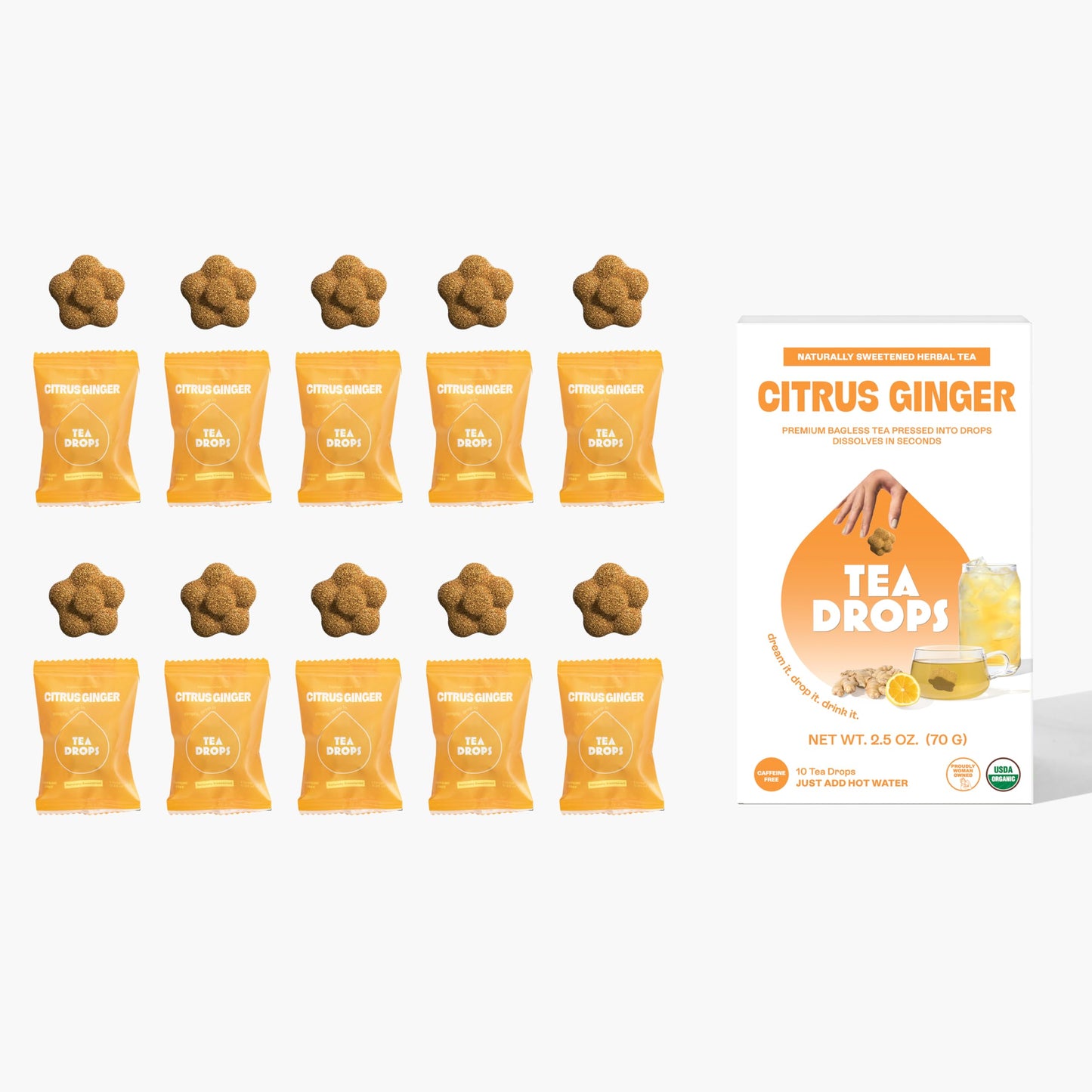 Tea Drops, Tea Citrus Ginger Organic 10 Count, 2.5 Ounce