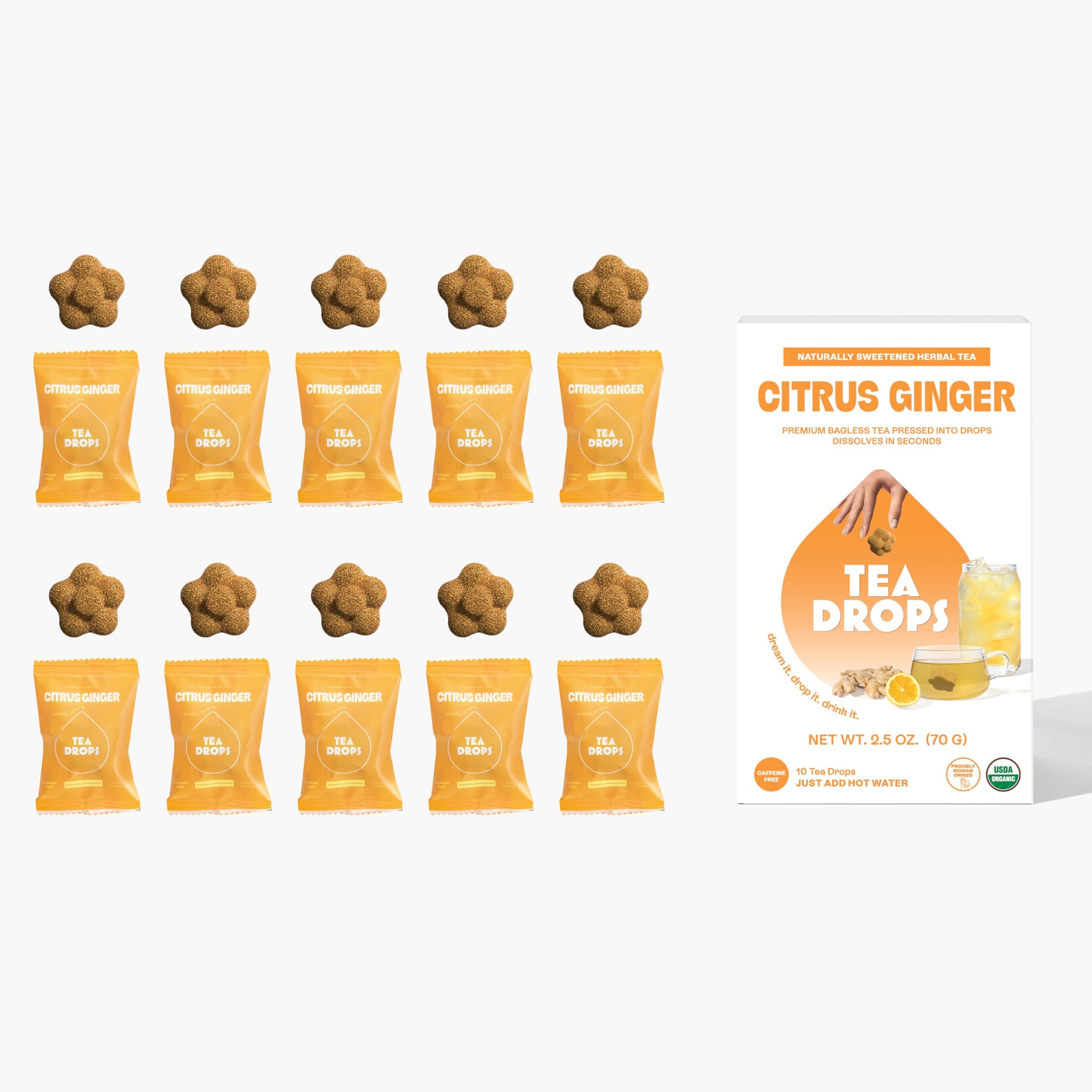 Tea Drops, Tea Citrus Ginger Organic 10 Count, 2.5 Ounce