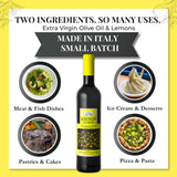 Agrumato Lemon Olive Oil, Cold Pressed Italian Extra Virgin with Fresh Citrus Peel, Small Batch Gourmet Finishing Oil for Salads Seafood Pasta