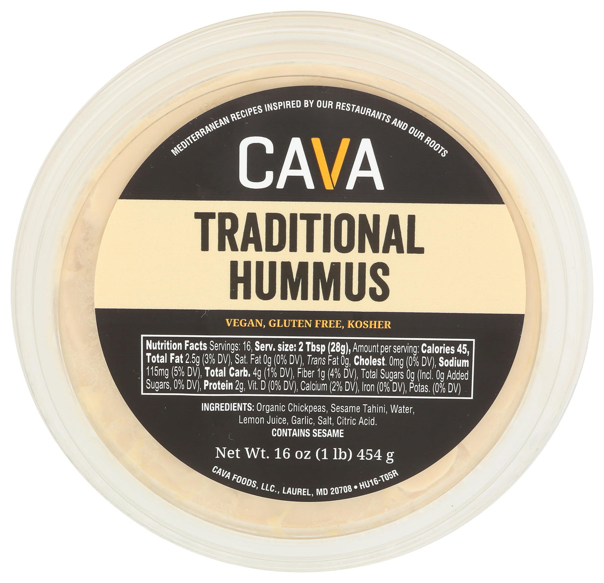 CAVA Traditional Hummus, 16 OZ