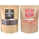 52USA Whole Black Peppercorns 12 oz + Himalayan Pink Salt (Coarse Grain) 2 lb - Salt and Pepper Grinder, Black Peppercorn Refil, Pink Himalayan Sea