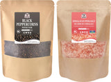 52USA Whole Black Peppercorns 12 oz + Himalayan Pink Salt (Coarse Grain) 2 lb - Salt and Pepper Grinder, Black Peppercorn Refil, Pink Himalayan Sea