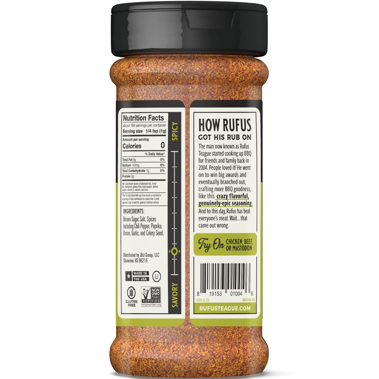 Rufus Teague Meat Rub, 2 Pack, Premium Barbecue Seasoning & Dry Rub for Smoking and Grilling, Award-Winning Flavor for Beef, Pork & Chicken