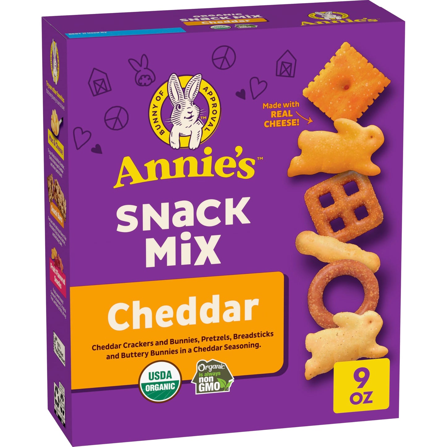 Annie's Homegrown Organic Cheddar Snack Mix, Bunnies Cheddar, 9 Oz