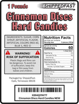 Cinnamon Discs Hard Candies - (1 Pound Bag) of Individually Wrapped Red Cinnamon Candy Disks.(16oz.)