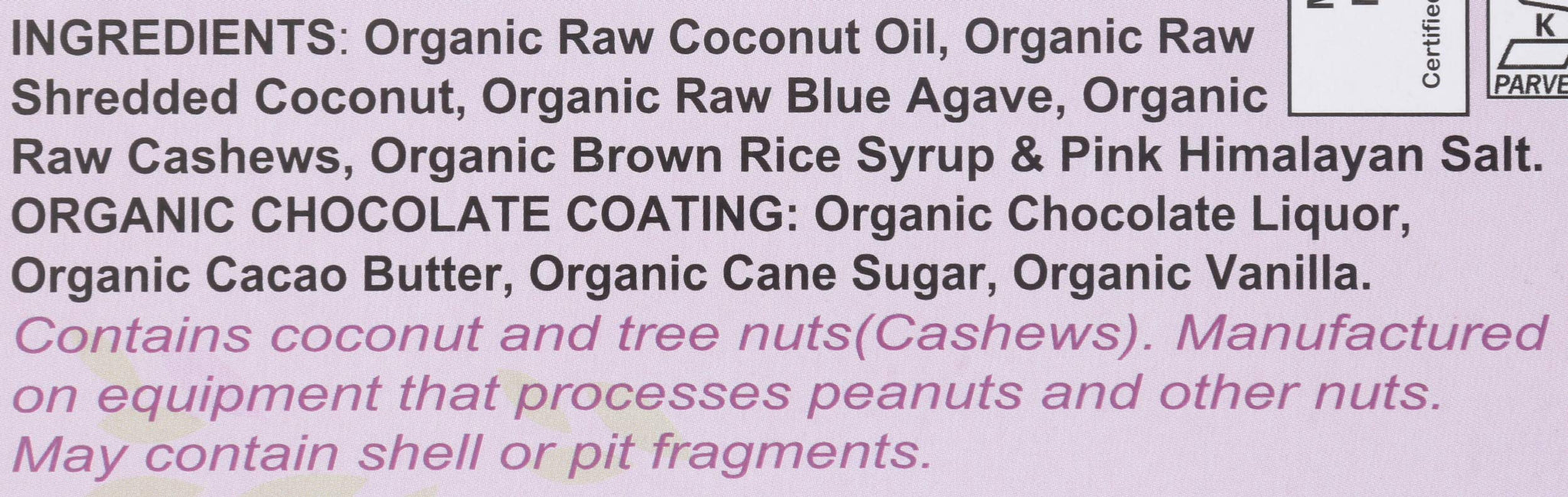 Nellys Organics Organic Dark Chocolate Covered Coconut Bar, 1.6 OZ