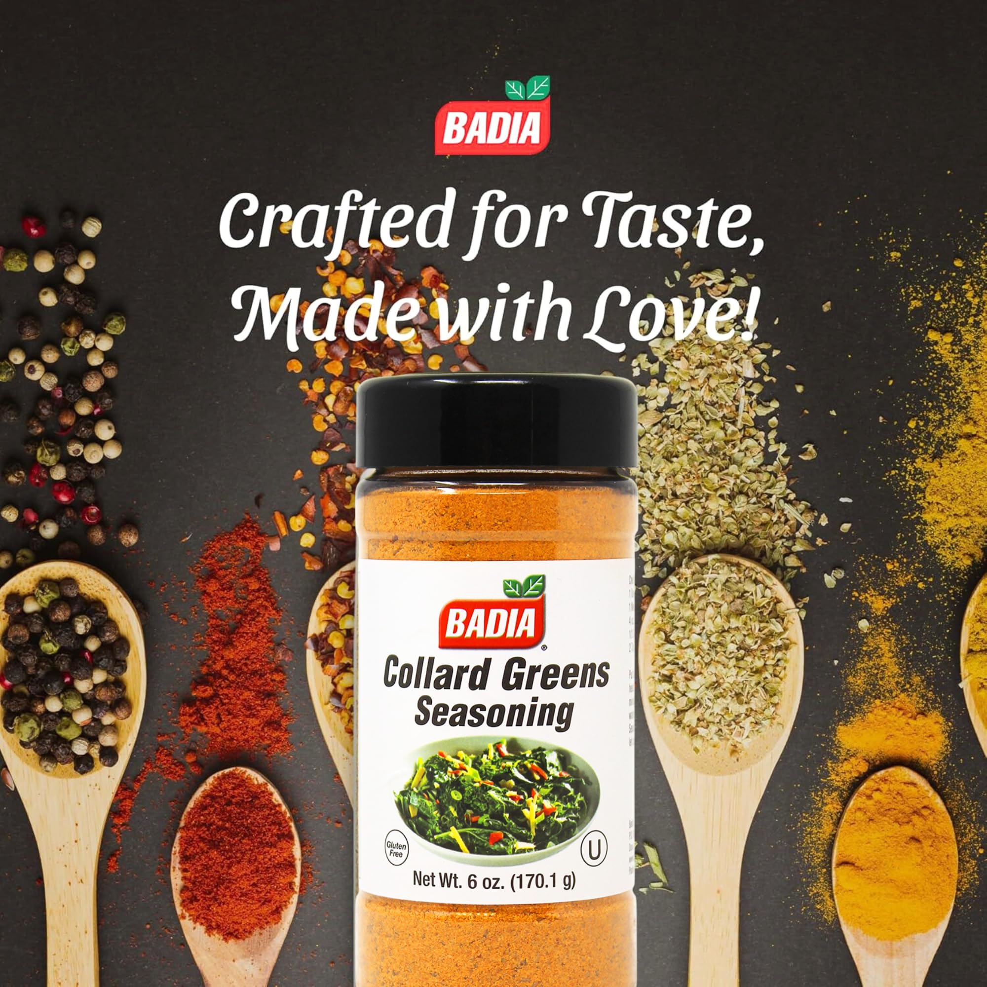 Badia Collard Greens Seasoning 6 oz - Savory Southern Spice Blend for Greens, Soups, Stews & Veggies