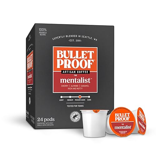 Bulletproof The Mentalist Medium-Dark Roast Single-Serve Pods, 24 Count, Clean Coffee Tested for Toxins