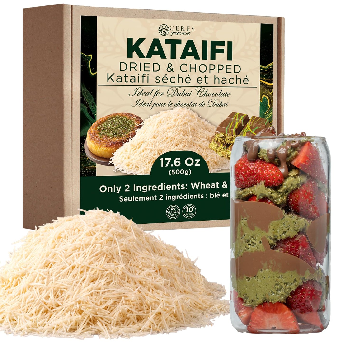 Ceres Gourmet Dried Kataifi Fillo Dough - Authentic Turkish Shredded and Chopped Kadayif (Kataifi) Pastry, Perfect for Kunafa, Knafeh & Baklava, Dubai