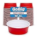 GoBig Red Party Cup Bowls - 50 Small Disposable Plastic Bowls