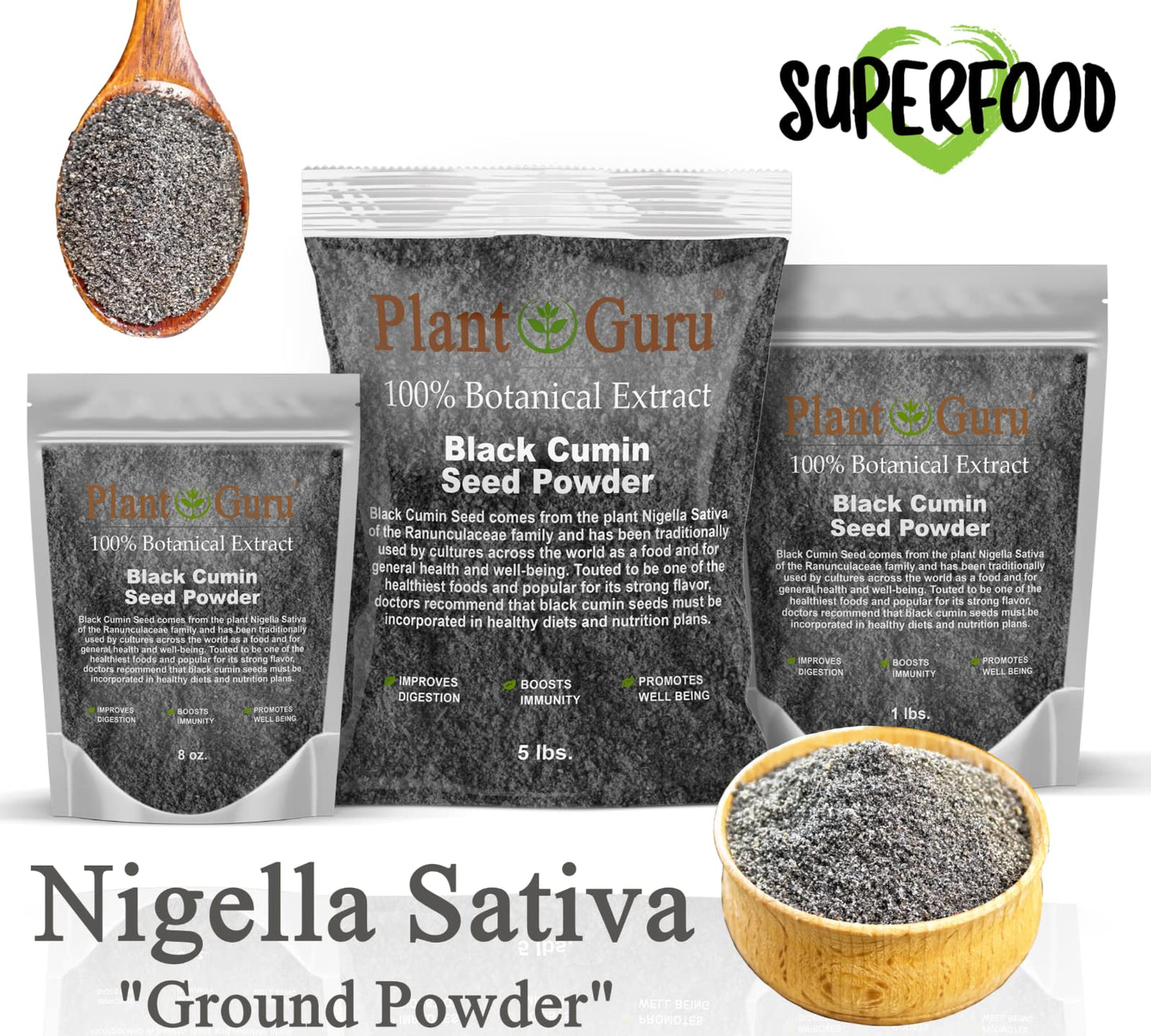 Black Cumin Seed Powder Ground 2 lbs. Bulk - Nigella Sativa - Kalonji 100% Pure Natural Herb Spice.