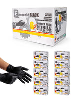Emerald Case of 1000 - 6X Black 6 Mil Nitrile Exam Gloves, Fentanyl Tested, Latex & Powder Free (XLarge)
