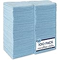 S&T INC. 100 Pack Microfiber Cleaning Cloth, Bulk Towels for Home, Reusable Microfiber Towels for Cars, Cleaning Rags, Light Blue, 11.5 Inches x 11.5