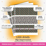 Sugar Skull Day of The Dead, Dia De Los Muertos Halloween Themed Mini Chocolate Candy Bar Sticker Wrappers, 45 1.4" x 2.6" Wrap Around Labels by