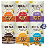 BIENA Chickpea Snacks - Crunchy Roasted Chickpeas - High Fiber Vegan Protein Snack for Adults & Kids - 6-Pack, 5 oz Bags - BBQ, Habanero, Honey