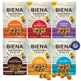 BIENA Chickpea Snacks - Crunchy Roasted Chickpeas - High Fiber Vegan Protein Snack for Adults & Kids - 6-Pack, 5 oz Bags - BBQ, Habanero, Honey