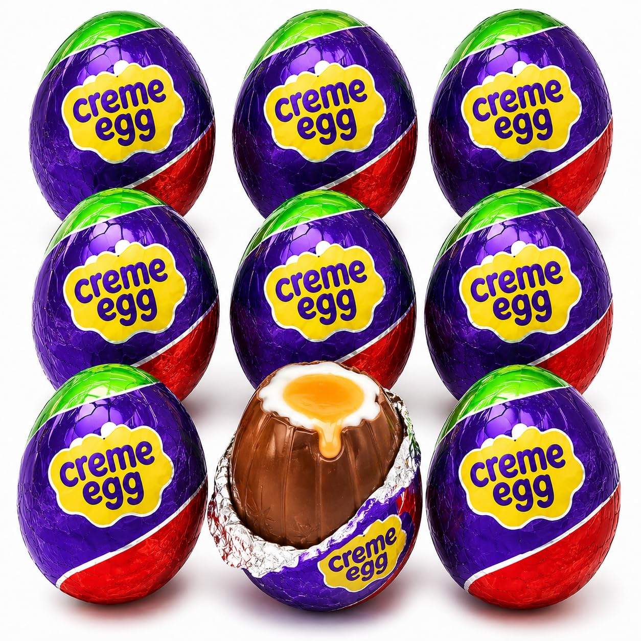 Cudbur,y Milk Chocolate Creme Eggs Candy 9 Count Chocolate Candy Eggs with Soft Fondant Center Individually Wrapped Sweet Candy office, party or
