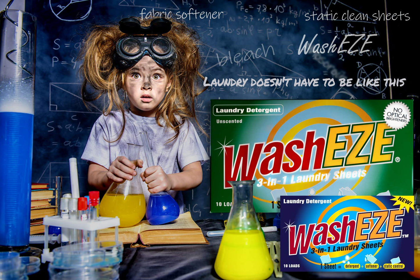 WashEZE 3 in 1 Laundry Detergent Sheets, Scented 120 Count Power Sheets include All of Your Laundry Needs With The Powerful Cleaning Ability, Softner