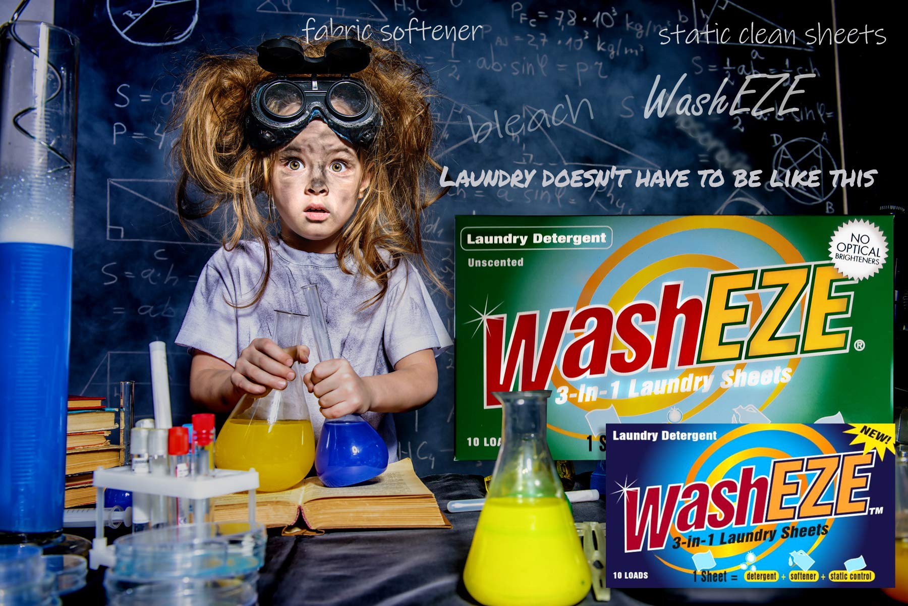 WashEZE 3 in 1 Laundry Detergent Sheets, Scented 120 Count Power Sheets include All of Your Laundry Needs With The Powerful Cleaning Ability, Softner