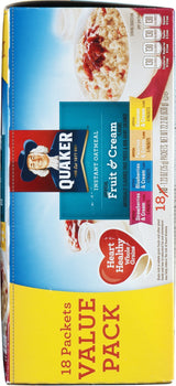 Quaker Instant Oatmeal Fruit & Cream Variety - 18 CT