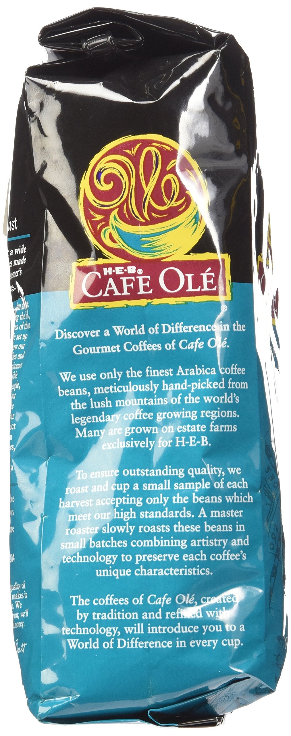 HEB Cafe Ole Whole Bean Coffee 12oz Bag (Pack of 3) (Texas Pecan - Medium Dark Roast (Full City))
