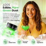 Bakeebake Luster Dust Edible 15g - Edible Glitter for Drinks & Desserts - Gluten Free Edible Green Dust for Cake Decorating - Tasteless Vegan Drink