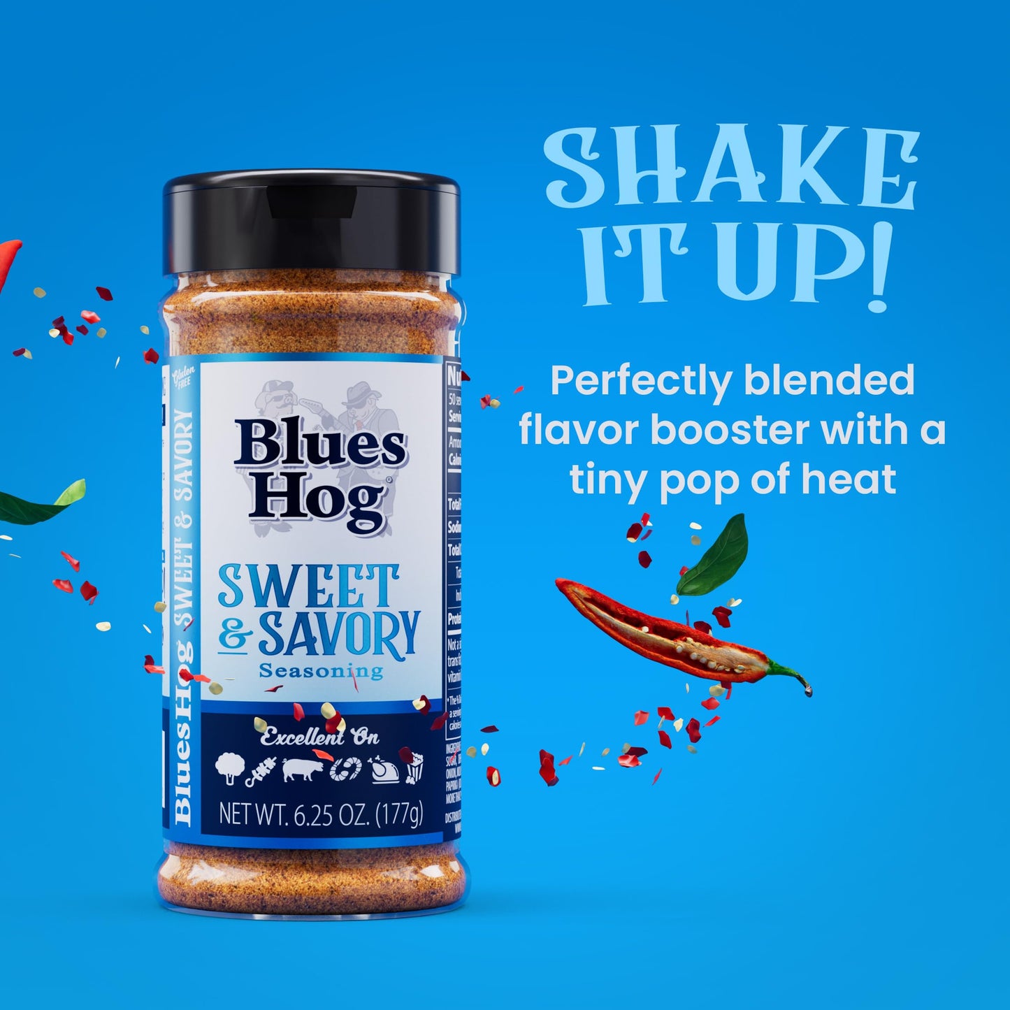 Blues Hog Sweet & Savory Seasoning, Gourmet Dry Rub with Sweet Heat, All-Natural, Gluten-Free, Made in the USA (28 oz.)