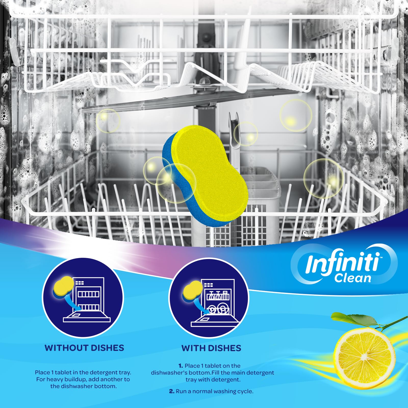 Dishwasher Cleaner and Deodorizer Tablets - Deep Clean Dishwasher Cleaner Tablets, Septic Safe, Natural Limescale Remover - Compatible with All Models