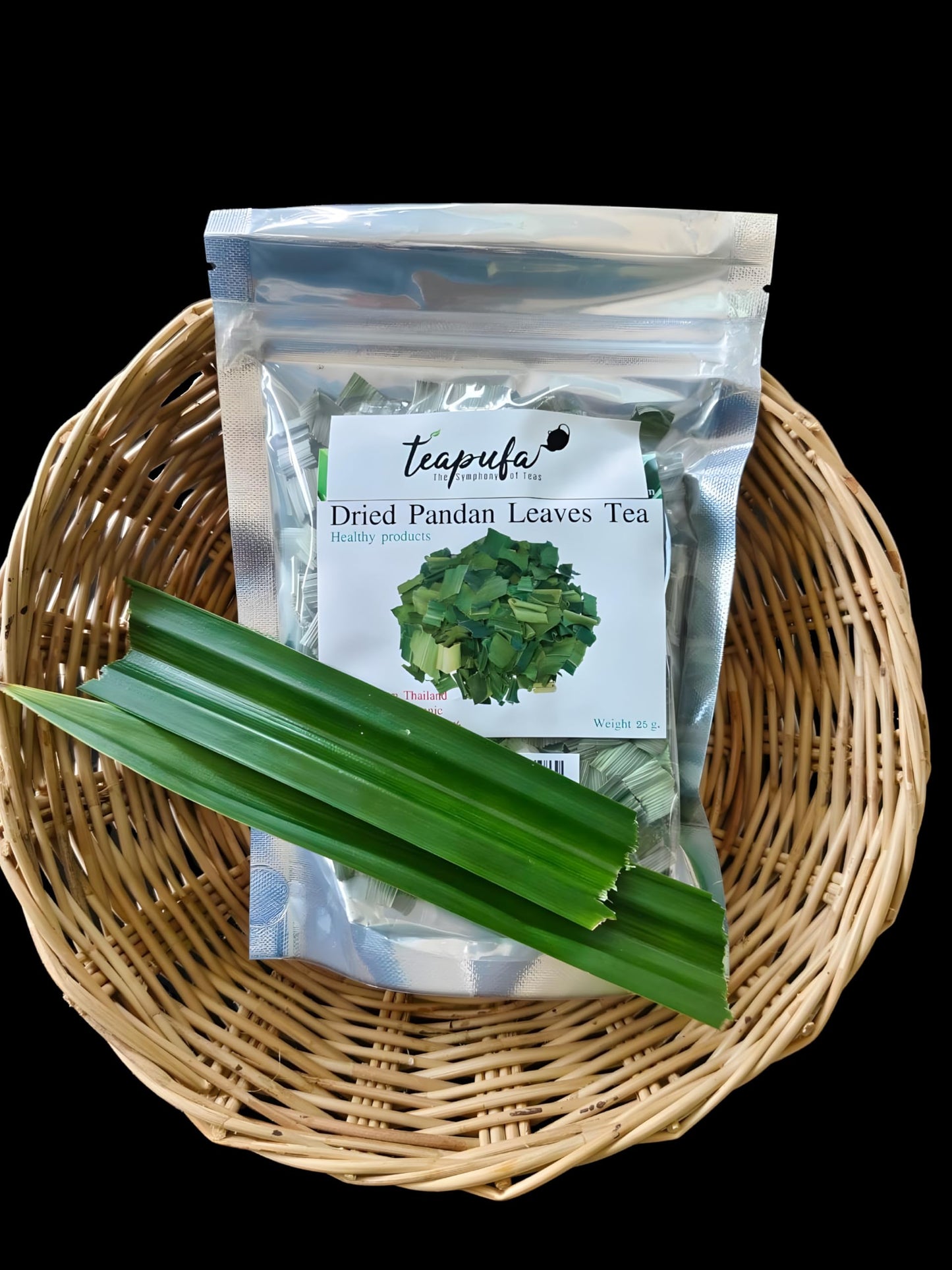 Teapufa Dried Pandan Leaves Tea, Healthy Product from Thailand, 25g