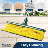 Yocada Heavy Duty Outdoor Broom Commercial Broom Garden Leaf Rake with Curved Bristles Adjustable Long Handle Indoor Outdoor for Yard Deck Garden