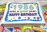 RETRO CANDY YUM ~ 1986 40th Birthday Gift Box of Nostalgic Retro Candy Assortment from Childhood for 40 Year Old Man or Woman Born 1986