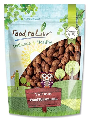 Food to Live Dry Roasted California Almonds with Himalayan Salt, 1 Pound Oven Roasted, Lightly Salted Nuts, No Oil Added, Vegan, Kosher, Bulk. High in