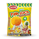 Alteño (Alteno) Super Piña Loca Pineapple Chili Lollipops, Mexican Style Spicy Hard Candy, Individually Wrapped, 40 Count