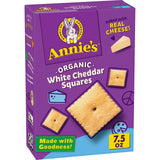 Annie's Organic White Cheddar Squares Baked Snack Crackers, Made with Real Cheese, 7.5 oz