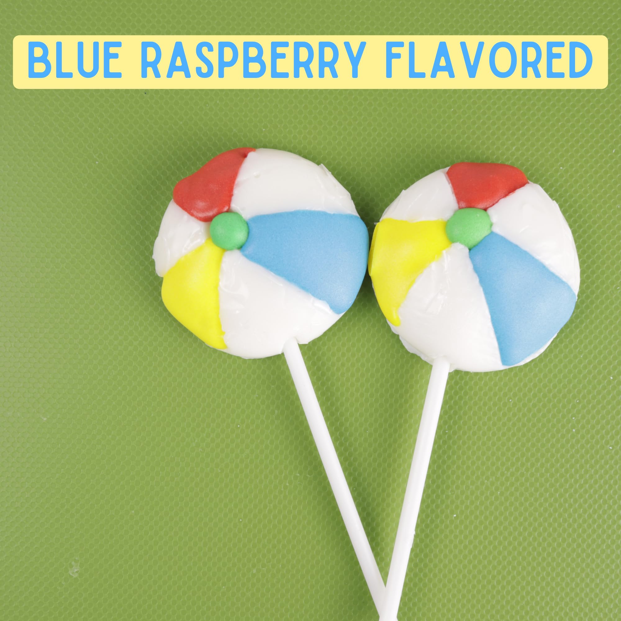 Beach Ball Lollipops, Individually Wrapped Blue Raspberry Suckers, Tropical Favors, 24 Count, 10.16 Ounces