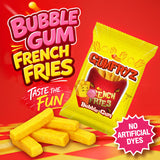 French Fries Bubble Gum - 24 Count Bulk Pack - Novelty Fry-Shaped Bubble Gum Bags - No Artificial Dyes - Fun Food Theme Party Candy