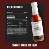 Hook & Arrow Cayenne Garlic Hot Sauce - Low Sugar Louisiana Style Mild Garlic Pepper Sauce - Award Winning, Gluten-Free, Vegan, Paleo (5 fl oz, 30