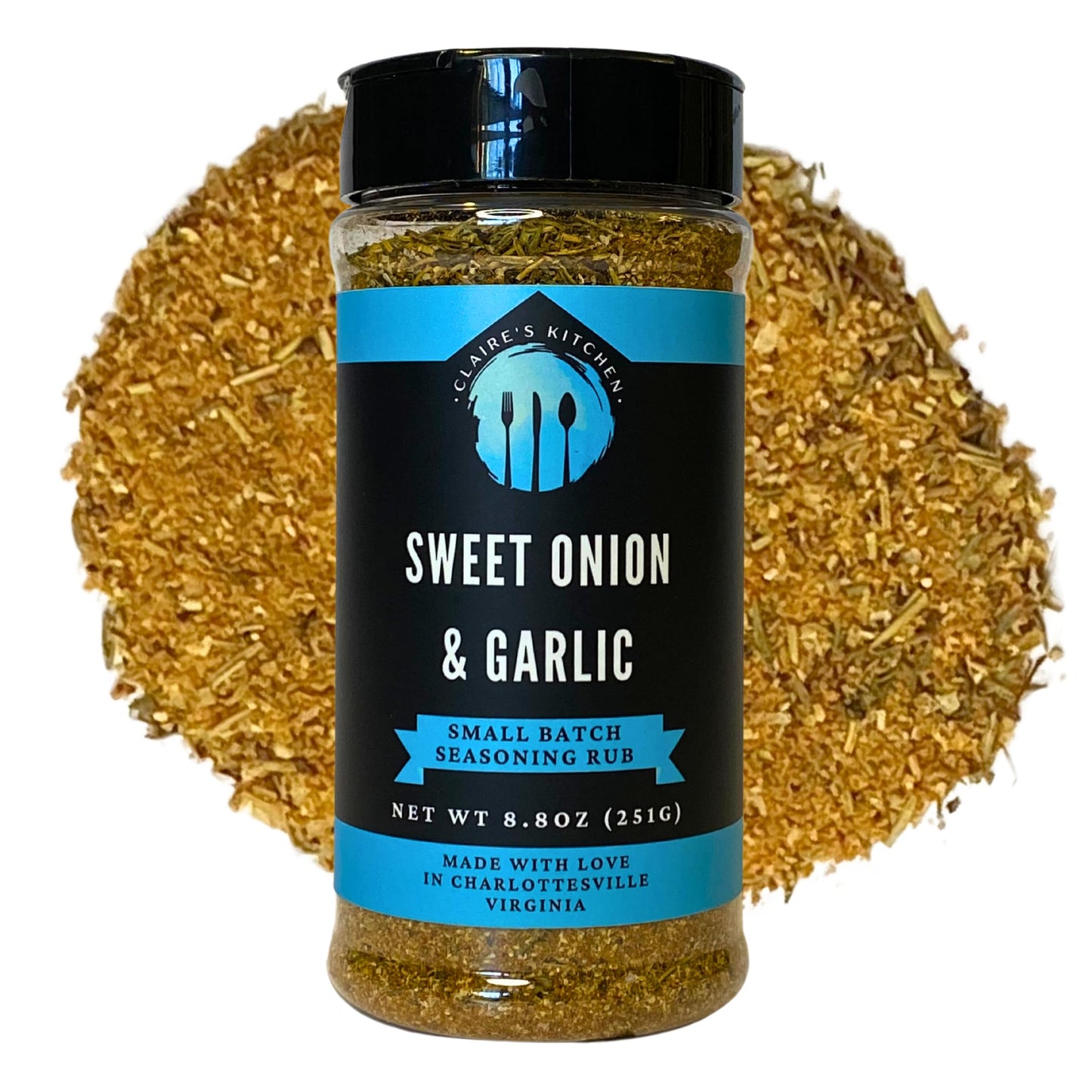 Claire's Kitchen Sweet Onion & Garlic All Purpose Seasoning Rub/Savory All Natural Blend/Poultry, Steak, Pork, Fish & Vegetable Spices Rub / 8.8oz Net