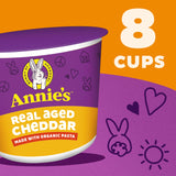 Annie's Real Aged Cheddar with Organic Pasta, Macaroni and Cheese Microwavable Cups, Made with Real Cheese, 8 Ct, 16.08 oz