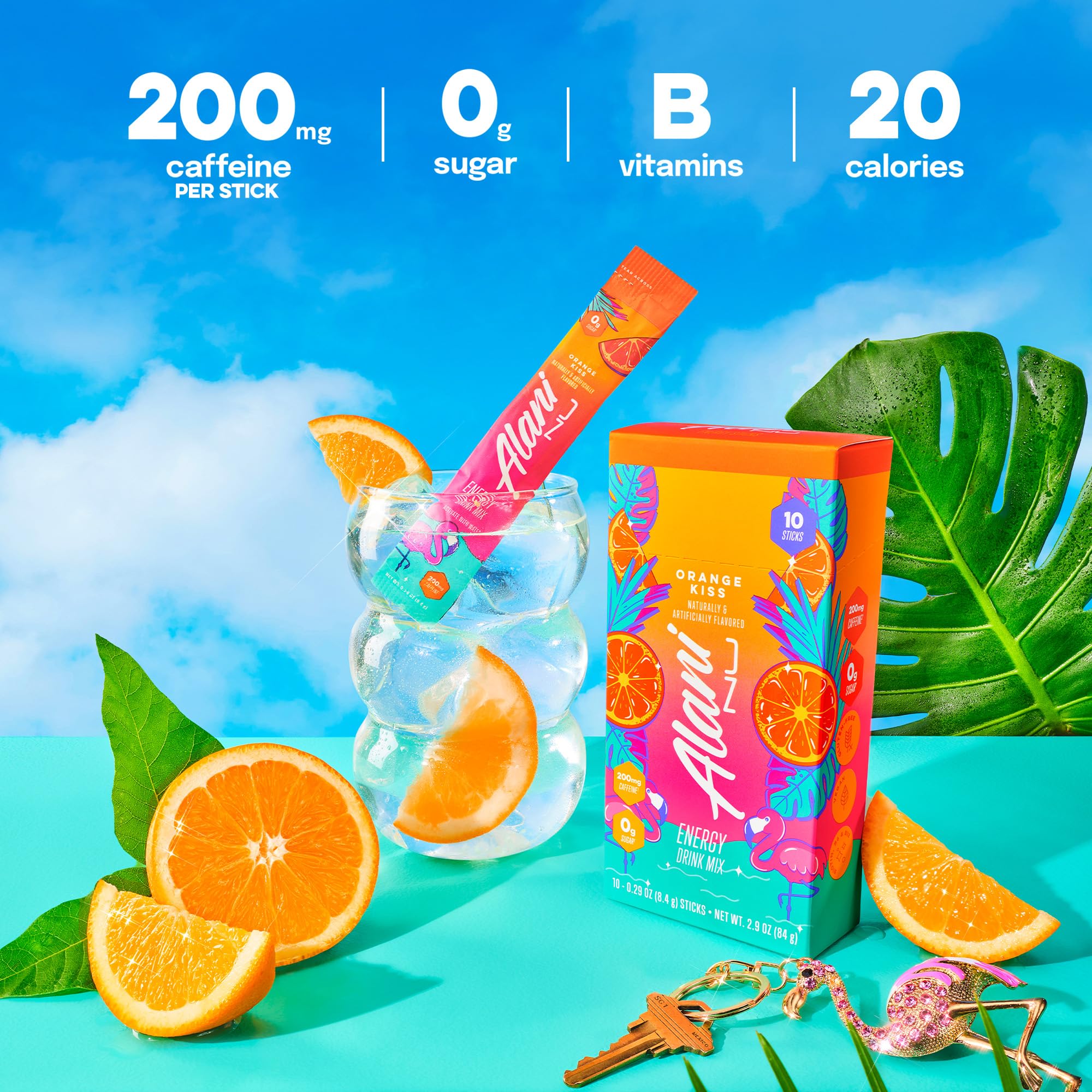 Alani Nu ORANGE KISS Energy Sticks, Energy Drink Powder, 200mg Caffeine, Pre Workout Performance with Antioxidants, On-The-Go Drink Mix, Biotin, B