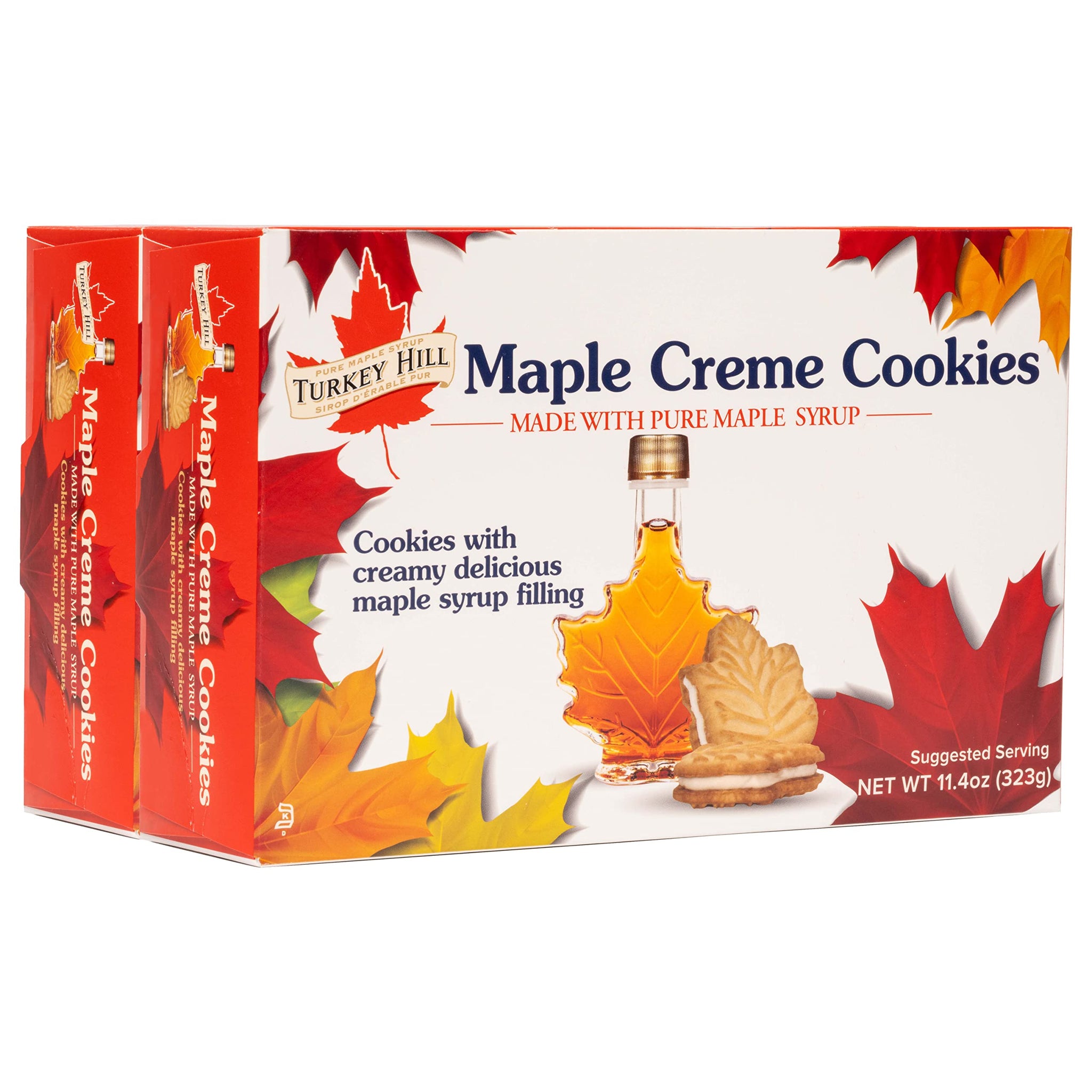Turkey Hill Sugarbush 100% Pure Canadian Premium Maple Syrup Cream Filled Cookies - All-Natural Maple Leaf Shape Delicious Cookies, (2 Pack, Cream