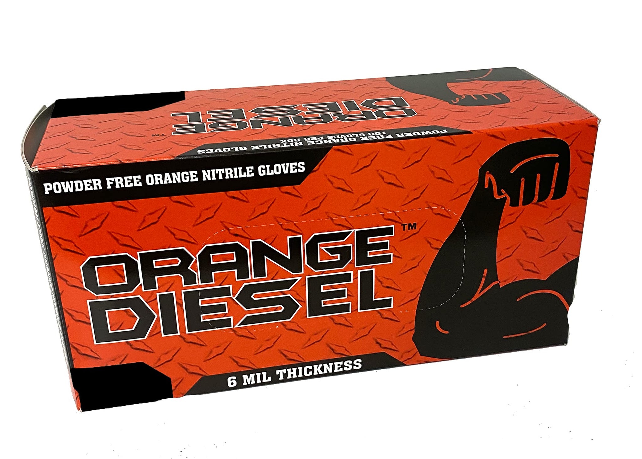 Golden Protective Services Outlet The Orange Diesel, Orange Nitrile Disposable Gloves, Powder Free, 6 Mil, Diamond Textured, Beaded Cuff, Sizes M-XXL