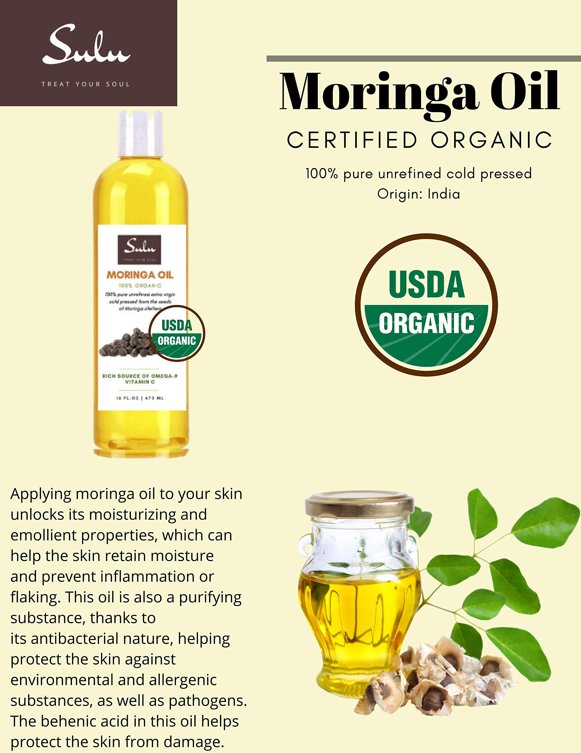 4 LBS OF 100% Pure Organic Cold Pressed Unrefined Moringa Oil